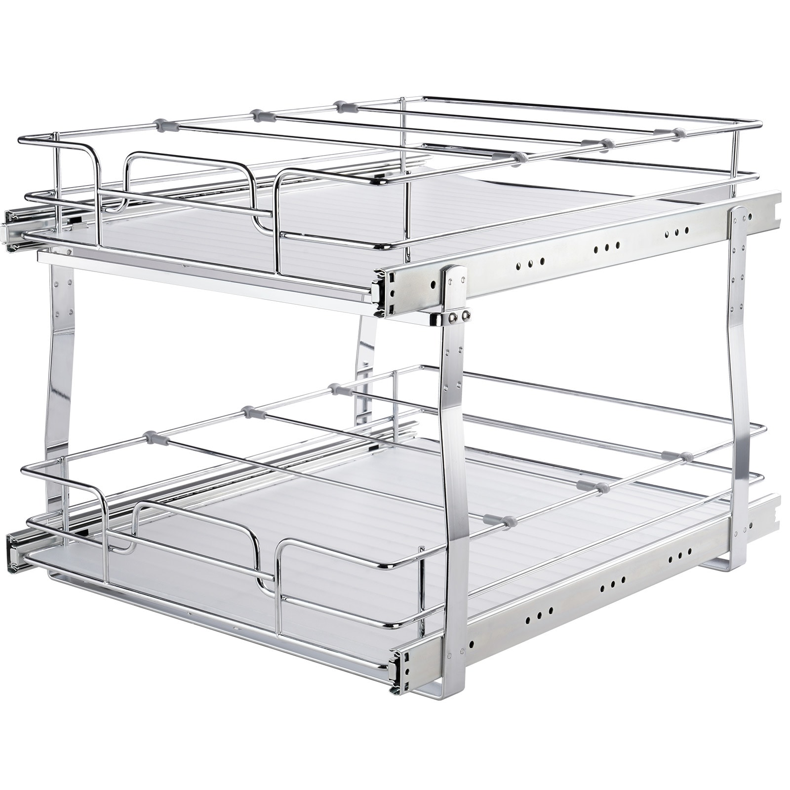 2-tier Pull-out Cabinet Organizer Heavy-duty Sliding Shelf System_voghion.com